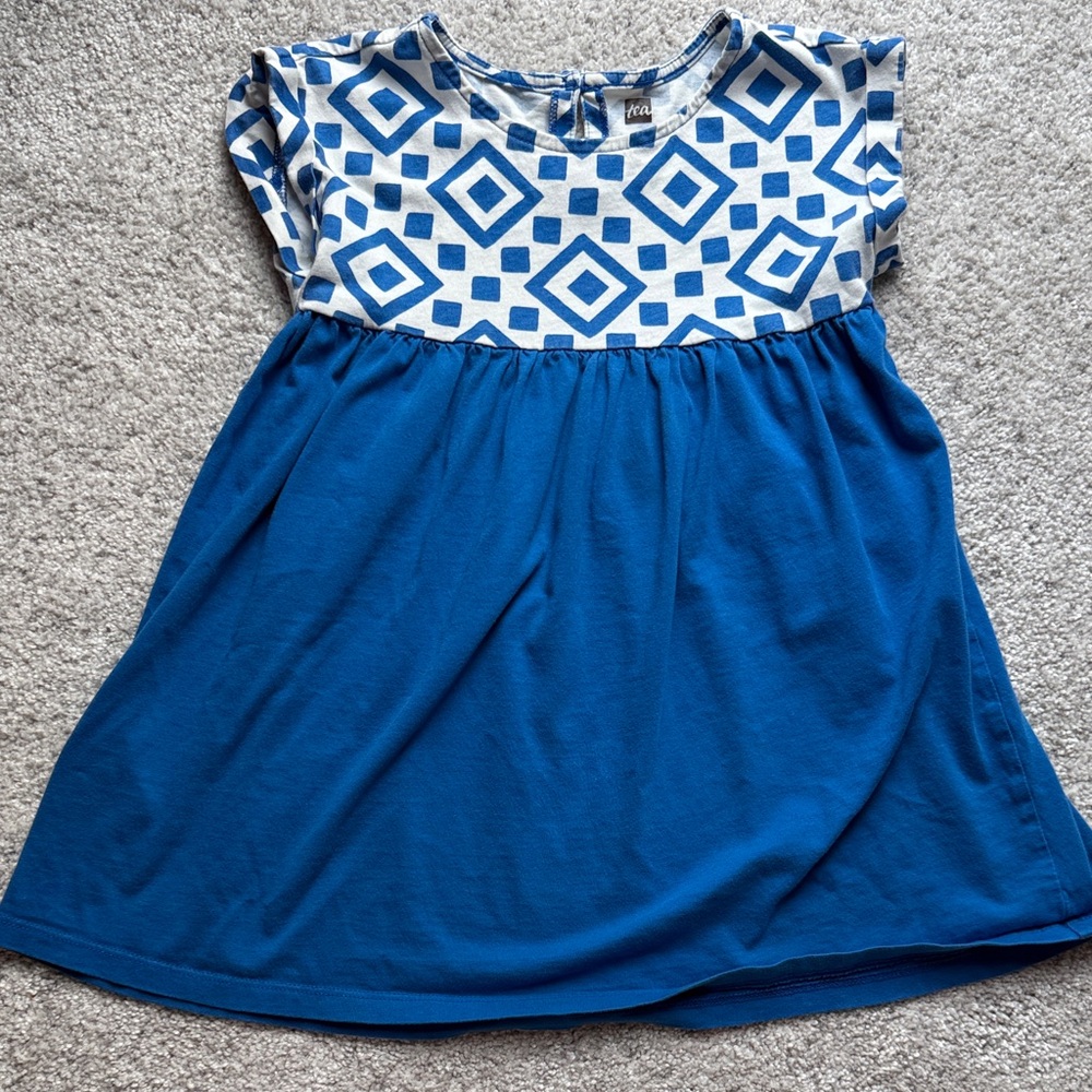 Tea Blue Geometric Pattern tunic 4t